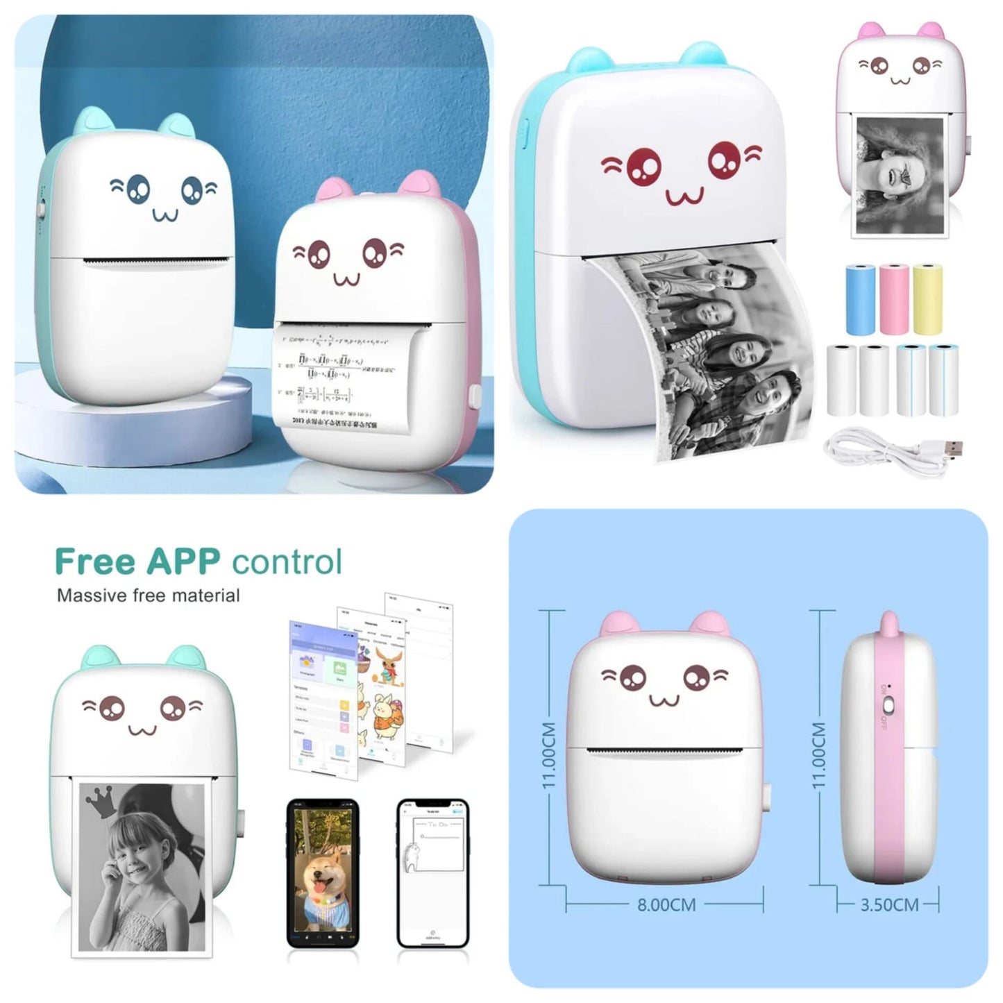 Mini Portable Pocket Thermal Printer | one paper roll and USB cable